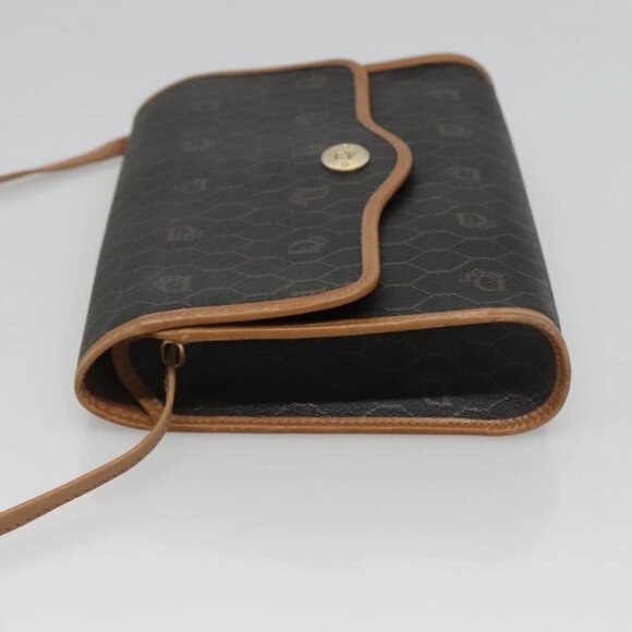 Christian Dior Honeycomb Canvas Shoulder Bag PVC Black Gold Auth sw452 - Picture 4 of 16